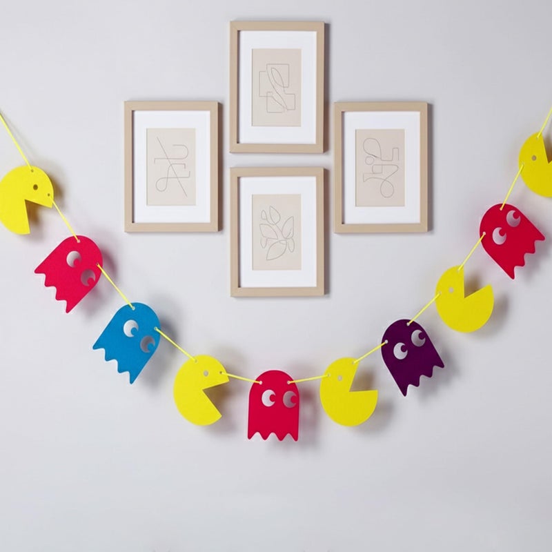 Seyal Pacmn Ghost Garland Decorations, 36Pcs â€“ Retro Arcade Banner Featuring Colorful Ghosts for 80s Theme Parties, Gamer Events, Game Room DÃ©cor, Halloween, or Vintage Video Game-Inspired Celebrations - Image 5